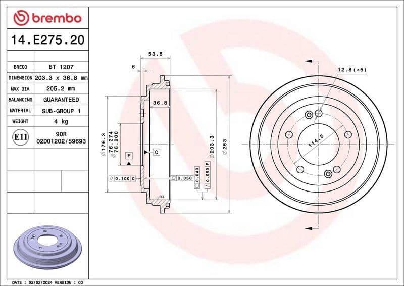 Brake Drum ESSENTIAL LINE 14.E275.20