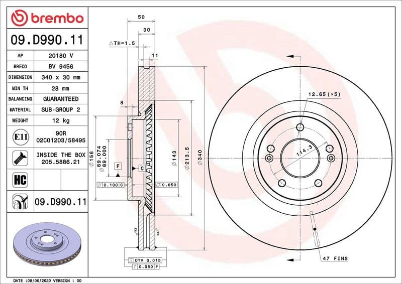 Brake Disc PRIME LINE - UV Coated 09.D990.11 - image 3