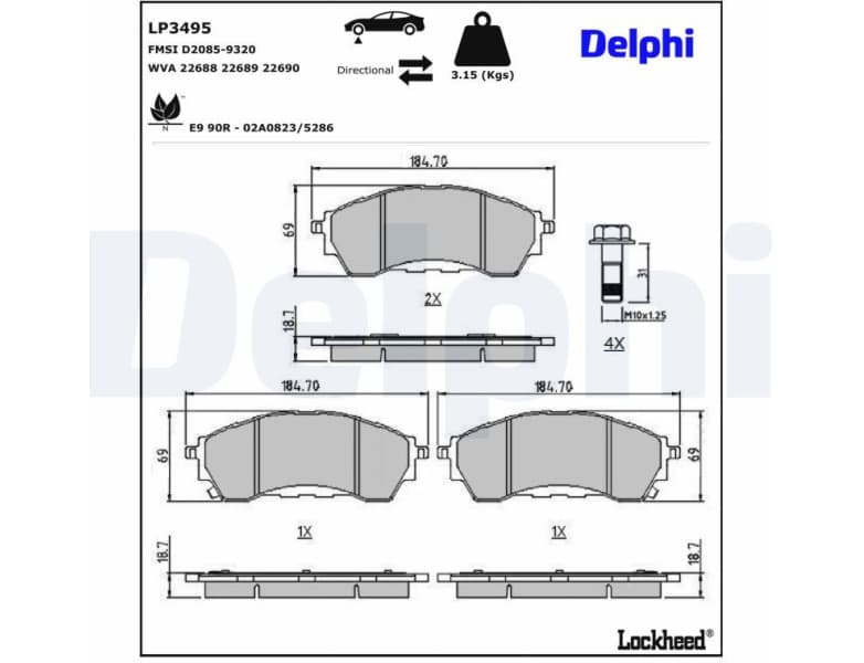 Brake Pad Set, disc brake LP3495