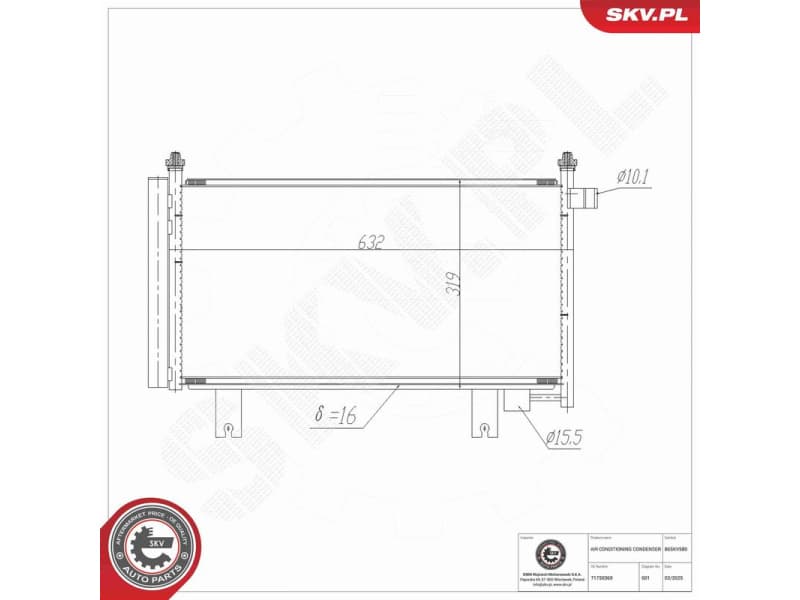 Condenser, air conditioning 86SKV580 - image 7