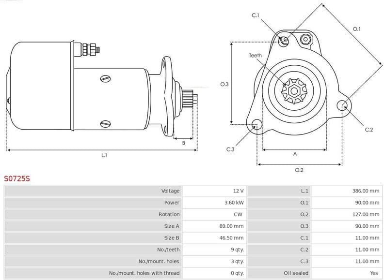 Starter AS S0725S - image 5