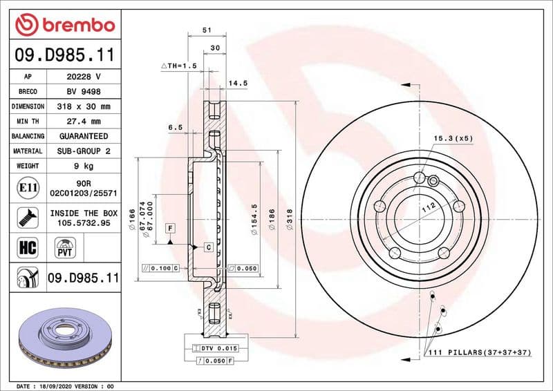 Brake Disc PRIME LINE - UV Coated 09.D985.11 - image 2