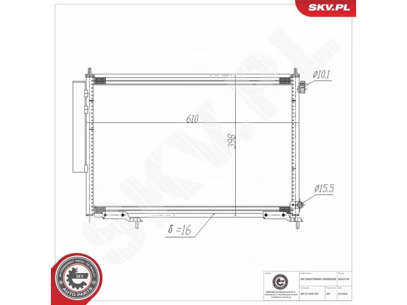 Condenser, air conditioning 86SKV181 - image 8