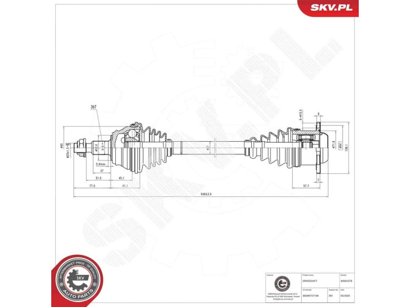 Drive Shaft 40SKV278