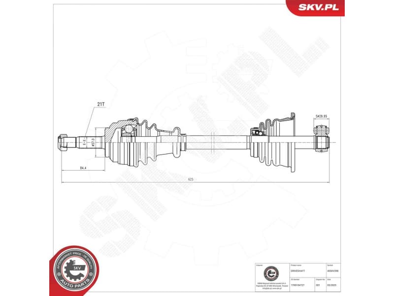 Drive Shaft 40SKV398