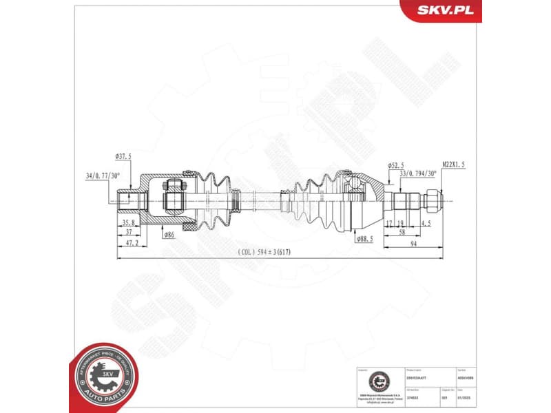 Drive Shaft 40SKV089