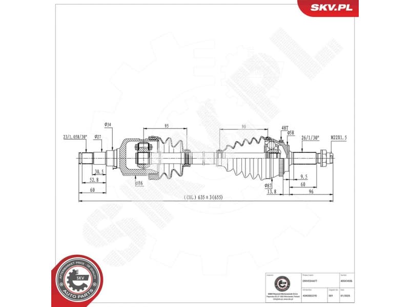Drive Shaft 40SKV036
