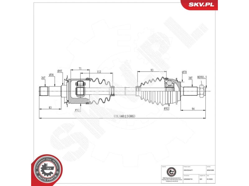 Drive Shaft 40SKV090