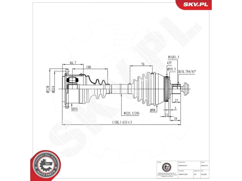 Drive Shaft 40SKV147