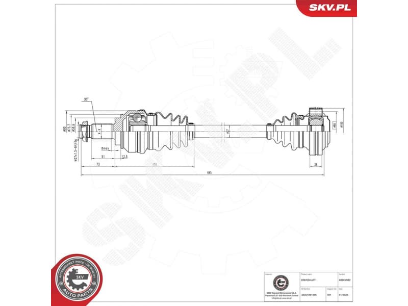 Drive Shaft 40SKV082