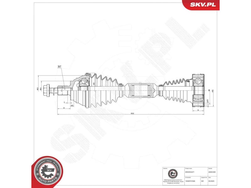 Drive Shaft 40SKV283