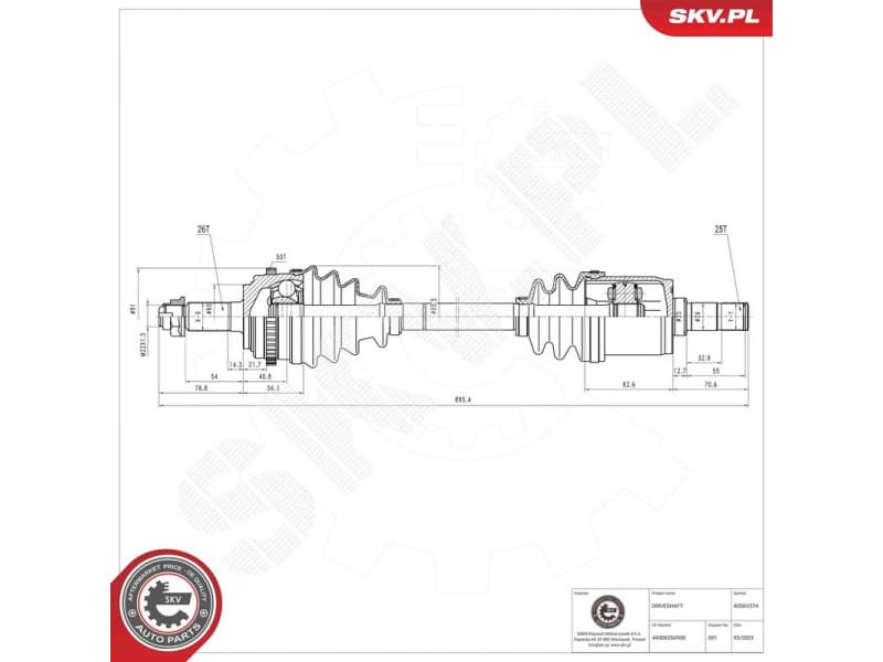 Drive Shaft 40SKV374