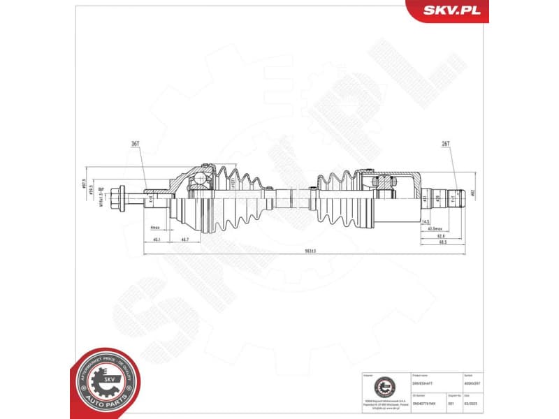 Drive Shaft 40SKV297