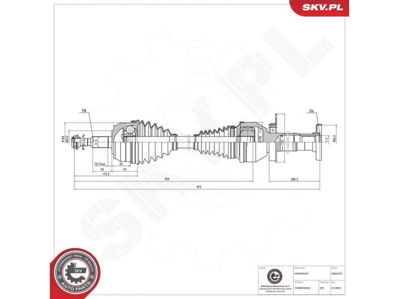Drive Shaft 40SKV071