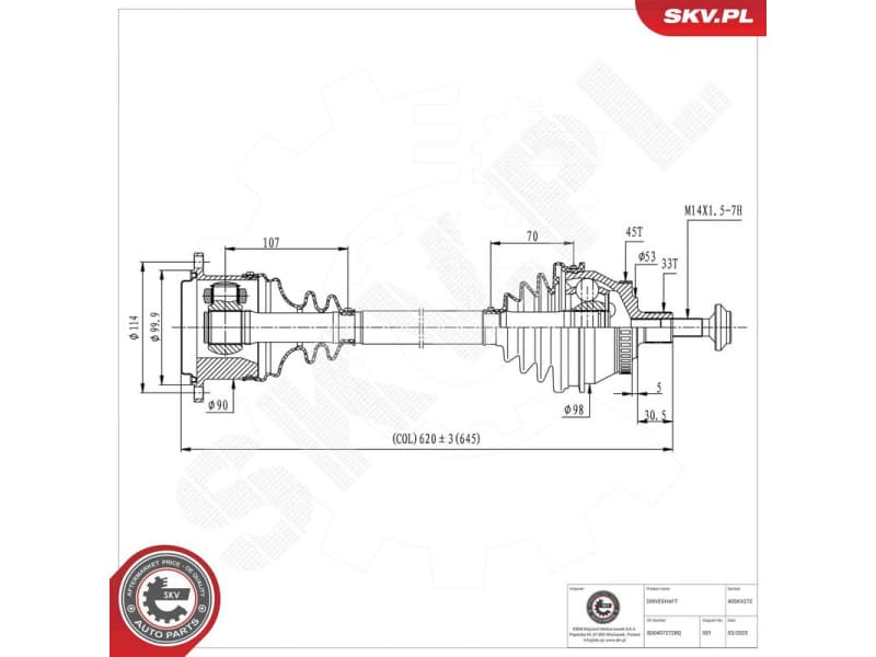 Drive Shaft 40SKV272