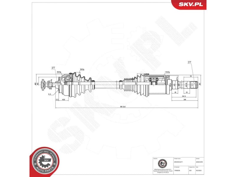 Drive Shaft 40SKV299