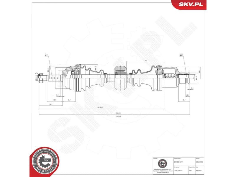 Drive Shaft 40SKV399