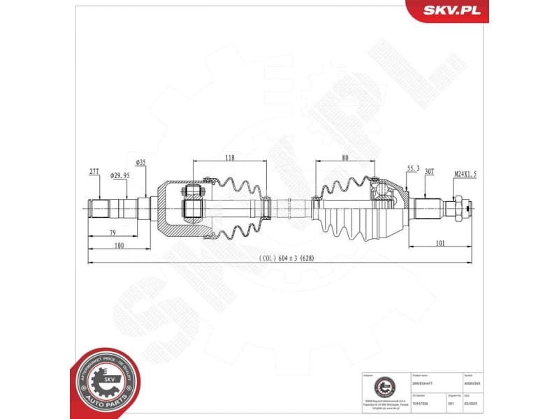 Drive Shaft 40SKV369