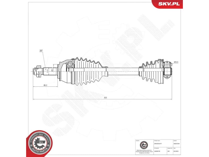 Drive Shaft 40SKV349