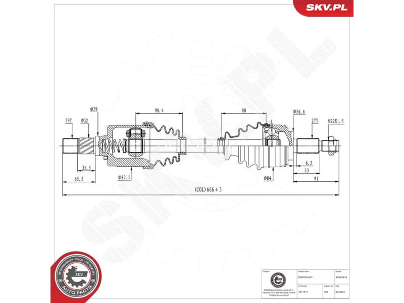 Drive Shaft 40SKV414