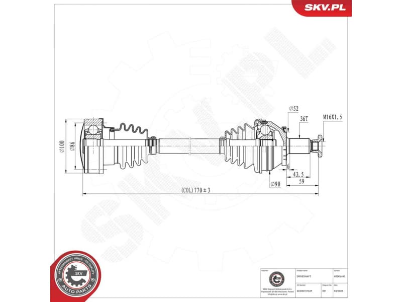 Drive Shaft 40SKV441