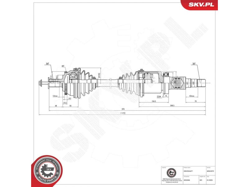 Drive Shaft 40SKV072