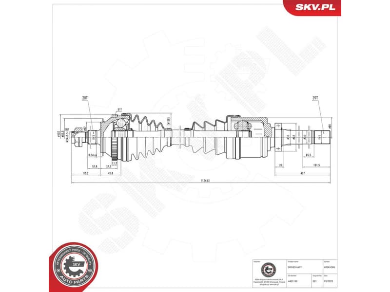 Drive Shaft 40SKV386