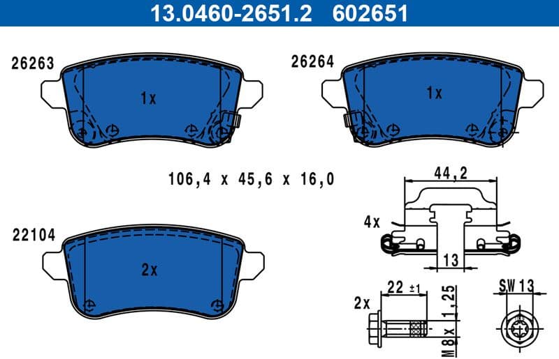 Brake Pad Set, disc brake 13.0460-2651.2