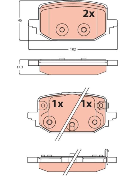 Brake pads rear, Top Quality GDB2546