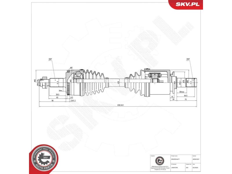 Drive Shaft 40SKV267