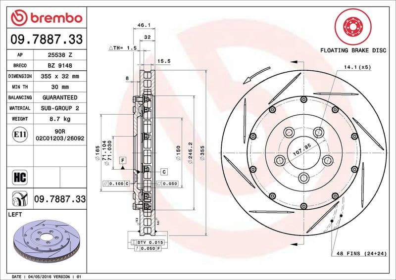 Brake Disc PRIME LINE - Floating 09.7887.33 - image 2