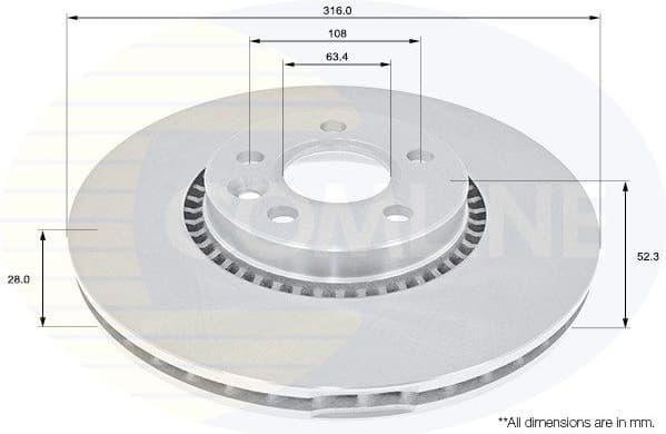 Brake disc, 1pcs FRONT ADC1251V