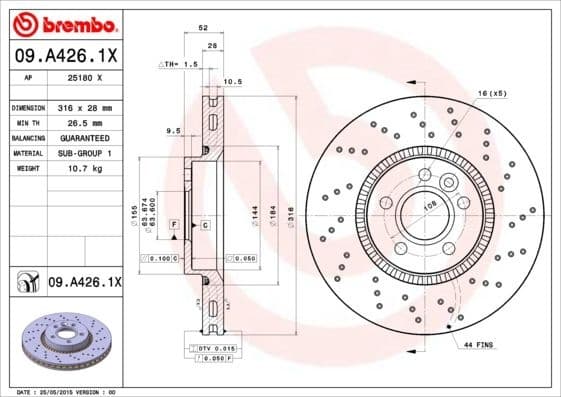 Brake Disc XTRA LINE - Xtra 09.A426.1X