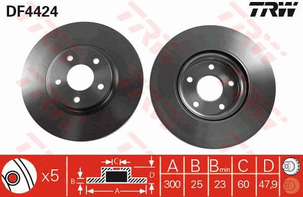 Brake discs kit front (2pcs), Top Quality DF4424