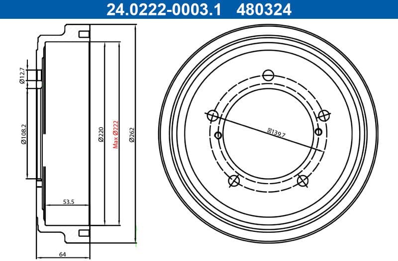 Brake Drum 24.0222-0003.1