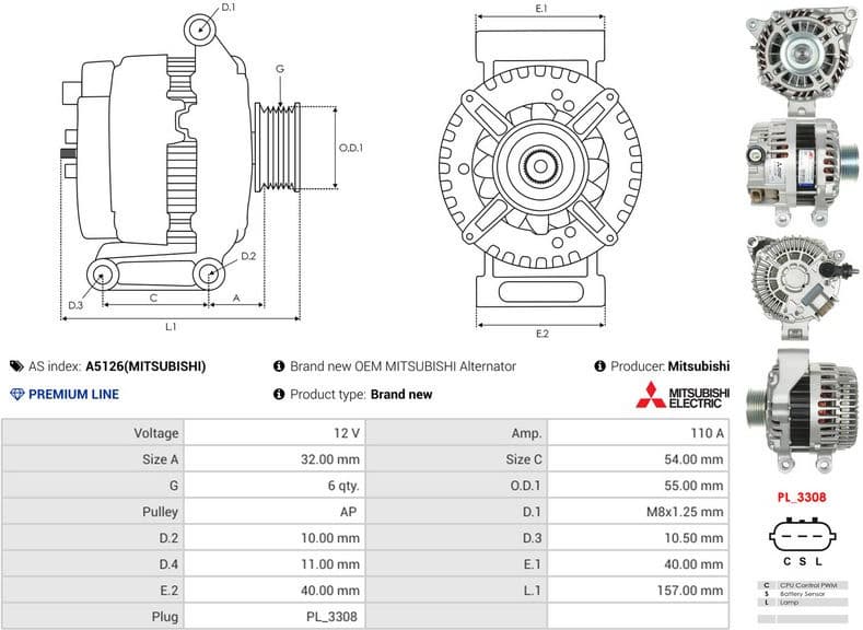 Alternator Mitsubishi A5126(MITSUBISHI) - image 5