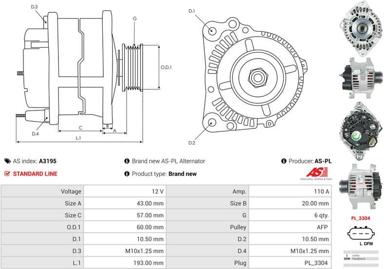Alternator AS A3195 - image 5