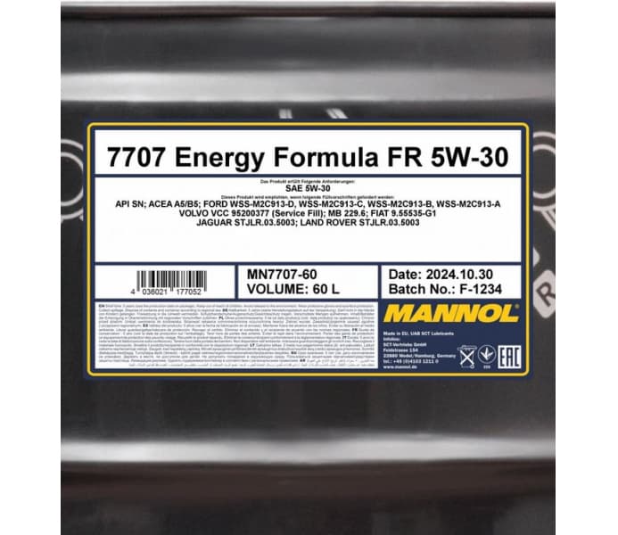 Engine Oil Mannol 7707 Energy Formula FR 5W-30 MN7707-60 - image 2