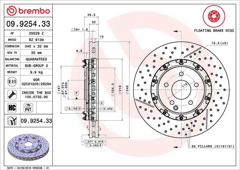 Brake Disc PRIME LINE - Floating 09.9254.33 - image 4