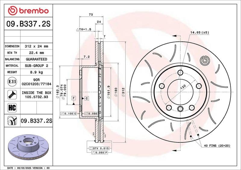 Brake Disc 09.B337.2S