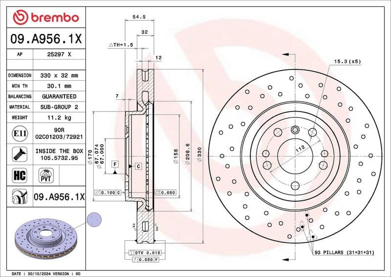 Brake Disc XTRA LINE - Xtra 09.A956.1X