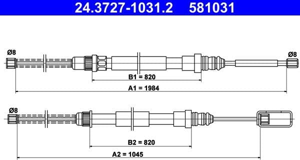Cable Pull, parking brake 24.3727-1031.2