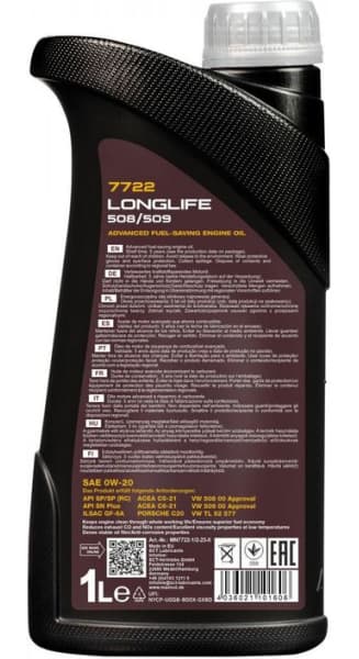 Engine Oil MANNOL 7722 Longlife 508/509 0W-20 MN7722-1 - image 2