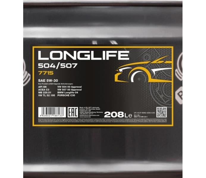 Engine Oil Mannol 7715 Longlife 504/507 5W-30 MN7715-DR - image 2