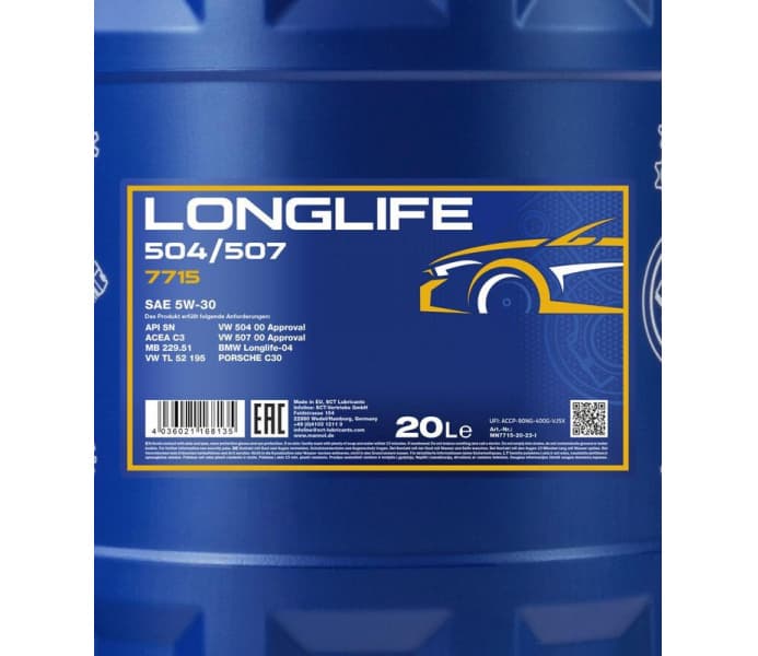 Engine Oil Mannol 7715 Longlife 504/507 5W-30 MN7715-20 - image 2