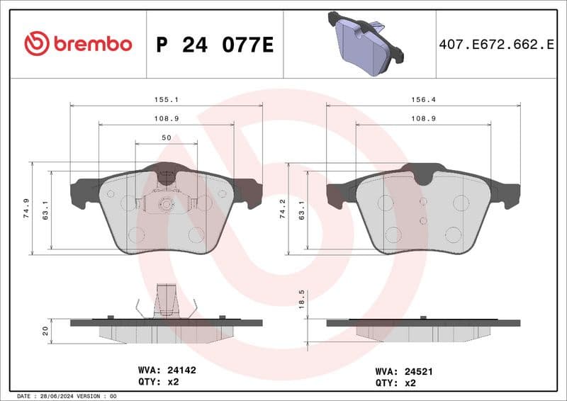 Brake Pad Set, disc brake BEYOND LINE - EV P 24 077E