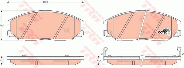 Brake Pad Set, disc brake COTEC GDB3297