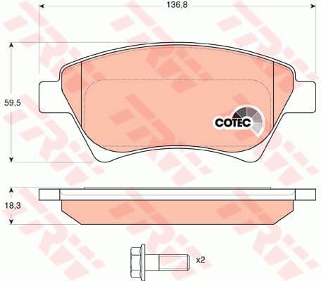 Brake Pad Set, disc brake COTEC GDB1552