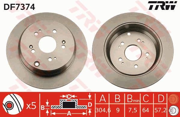 Brake discs kit rear, (2pcs), Top Quality DF7374 - image 3
