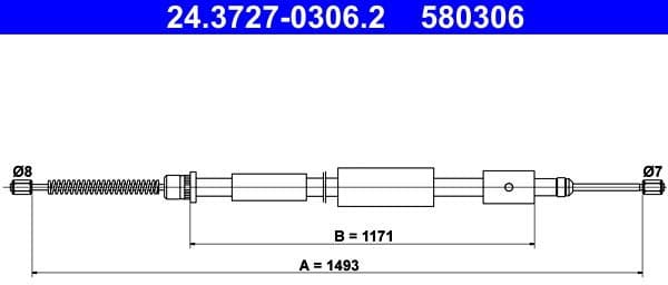 Cable Pull, parking brake 24.3727-0306.2